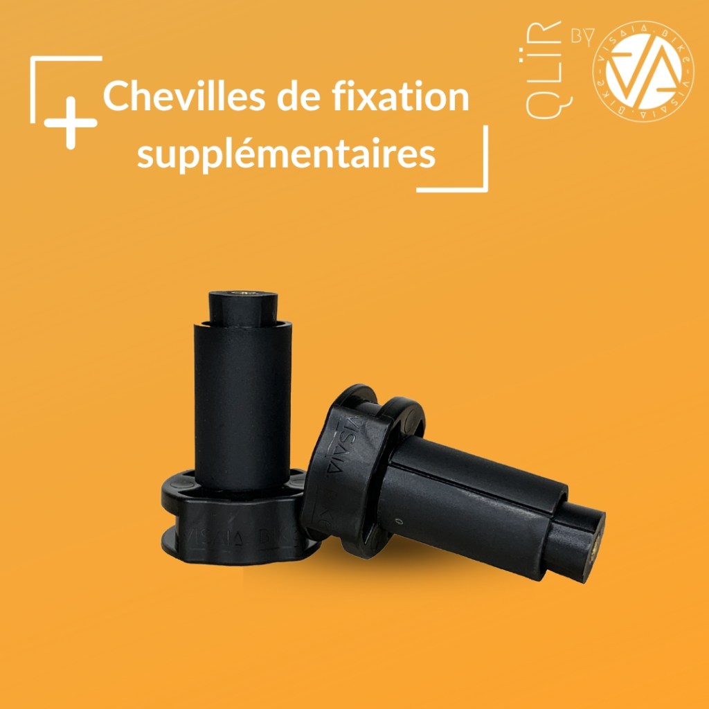 Image présentant des "Chevilles de fixation supplémentaires" si vous souhaitez utiliser votre QLÏR sur plusieurs vélo et/ou trottinette.